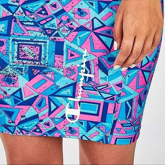 Champion Womens MTV Bodycon Dress MultiColor Small‎ Geometric Mini 90’s vibe - Picture 11 of 12